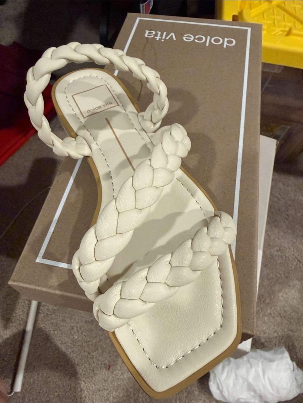 Dolce Vita Cream Braided Slide Sandals